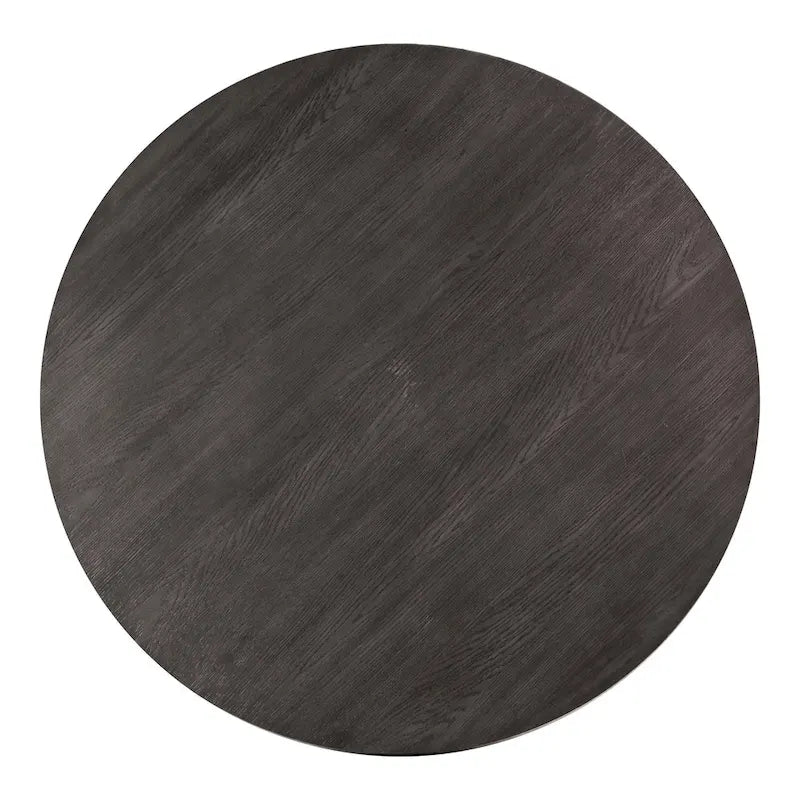 Set da pranzo rotondo da 5 pezzi, tavolo da 54" in legno massello di Hevea e 4 sedie imbottite, grigio cenere o rovere bianco