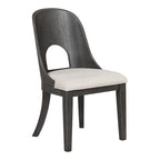 Set da pranzo rotondo da 5 pezzi, tavolo da 54" in legno massello di Hevea e 4 sedie imbottite, grigio cenere o rovere bianco