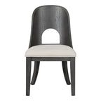 Set da pranzo rotondo da 5 pezzi, tavolo da 54" in legno massello di Hevea e 4 sedie imbottite, grigio cenere o rovere bianco