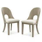 Set da pranzo rotondo da 5 pezzi, tavolo da 54" in legno massello di Hevea e 4 sedie imbottite, grigio cenere o rovere bianco
