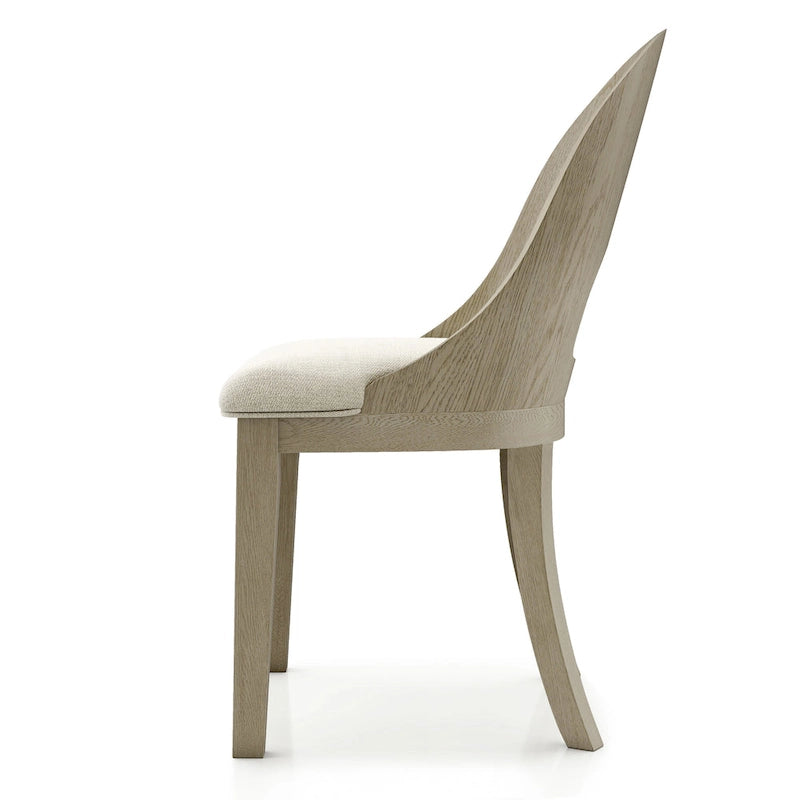 Set da pranzo rotondo da 5 pezzi, tavolo da 54" in legno massello di Hevea e 4 sedie imbottite, grigio cenere o rovere bianco
