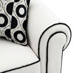 Divano in ciniglia bianca da 221 cm con 5 cuscini decorativi, tessuto OEKO-TEX, schiuma ad alta densità 1.9, molle insacchettate