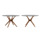 Tavolo da pranzo rotondo Mid-Century, finitura noce, gambe in legno massello, 4 posti, stile moderno