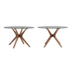 Tavolo da pranzo rotondo Mid-Century, finitura noce, gambe in legno massello, 4 posti, stile moderno