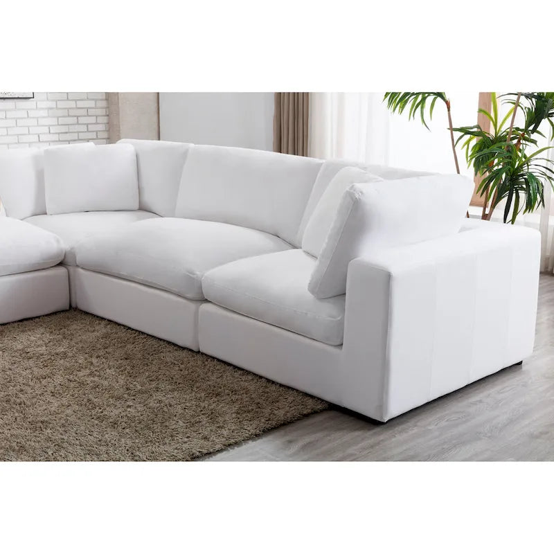 Divano Sezionale Modulare a 6 Pezzi, Cuscini con Imbottitura in Piuma, Stile Contemporaneo, Set da Salotto