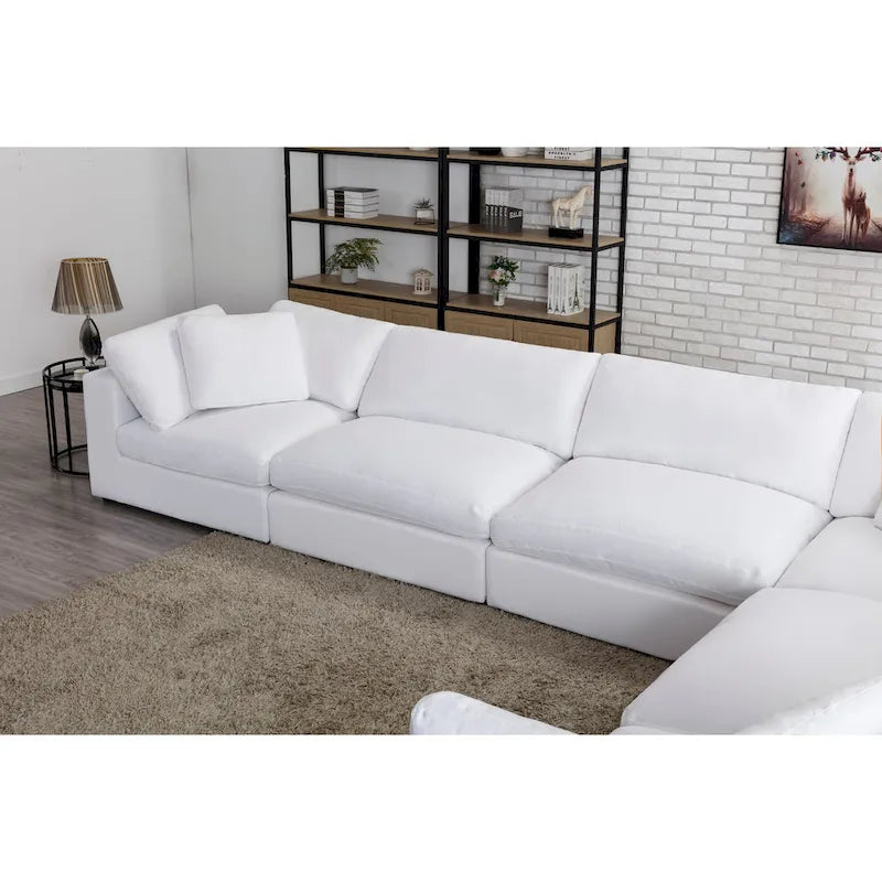 Divano Sezionale Modulare a 6 Pezzi, Cuscini con Imbottitura in Piuma, Stile Contemporaneo, Set da Salotto
