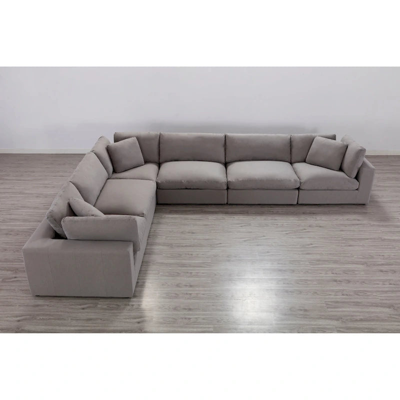 Divano Sezionale Modulare a 6 Pezzi, Cuscini con Imbottitura in Piuma, Stile Contemporaneo, Set da Salotto