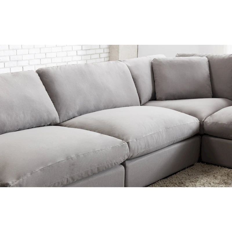Divano Sezionale Modulare a 6 Pezzi, Cuscini con Imbottitura in Piuma, Stile Contemporaneo, Set da Salotto