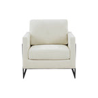 Poltrona d'accento contemporanea in tessuto crema e nero, design moderno bicolore, poltrona da soggiorno