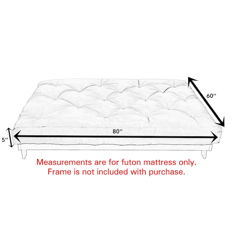 Materasso Futon Trapuntato Queen Size 5 Pollici, Imbottitura in Schiuma, Pieghevole, Convertibile a Divano Letto