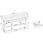 Consolle da 48 pollici con piano in legno massello di pino, tavolo moderno da ingresso/divano con 3 cassetti portaoggetti e 2 ripiani. Facile da montare