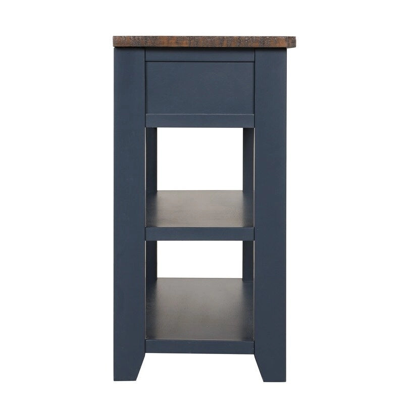 Consolle da 48 pollici con piano in legno massello di pino, tavolo moderno da ingresso/divano con 3 cassetti portaoggetti e 2 ripiani. Facile da montare