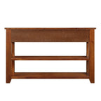 Consolle da 48 pollici con piano in legno massello di pino, tavolo moderno da ingresso/divano con 3 cassetti portaoggetti e 2 ripiani. Facile da montare