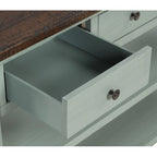 Consolle da 48 pollici con piano in legno massello di pino, tavolo moderno da ingresso/divano con 3 cassetti portaoggetti e 2 ripiani. Facile da montare