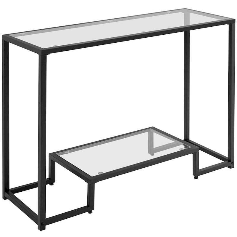 Consolle moderna in vetro temperato, tavolo da ingresso/veranda, struttura in metallo, design sottile