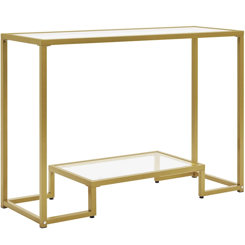 Consolle moderna in vetro temperato, tavolo da ingresso/veranda, struttura in metallo, design sottile