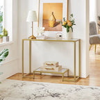 Consolle moderna in vetro temperato, tavolo da ingresso/veranda, struttura in metallo, design sottile