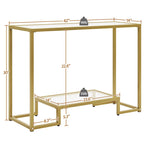 Consolle moderna in vetro temperato, tavolo da ingresso/veranda, struttura in metallo, design sottile