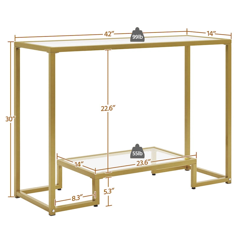 Consolle moderna in vetro temperato, tavolo da ingresso/veranda, struttura in metallo, design sottile