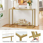 Consolle moderna in vetro temperato, tavolo da ingresso/veranda, struttura in metallo, design sottile