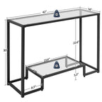 Consolle moderna in vetro temperato, tavolo da ingresso/veranda, struttura in metallo, design sottile