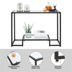 Consolle moderna in vetro temperato, tavolo da ingresso/veranda, struttura in metallo, design sottile