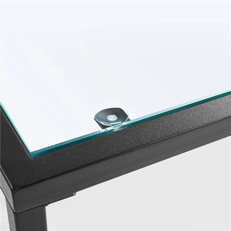 Consolle moderna in vetro temperato, tavolo da ingresso/veranda, struttura in metallo, design sottile