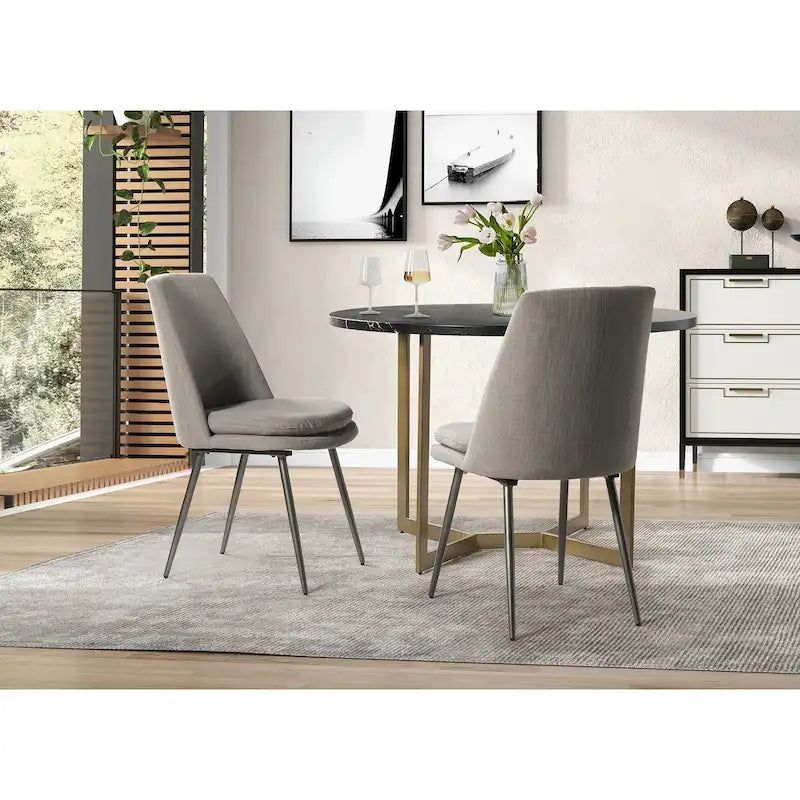 Set di 2 sedie da pranzo moderne contemporanee con gambe in metallo, seduta imbottita, cucina e sala da pranzo