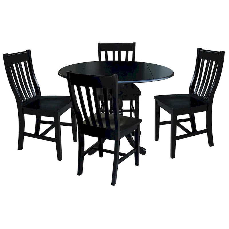 Set da pranzo da 5 pezzi Dining Essentials con tavolo nero e sedie Schoolhouse
