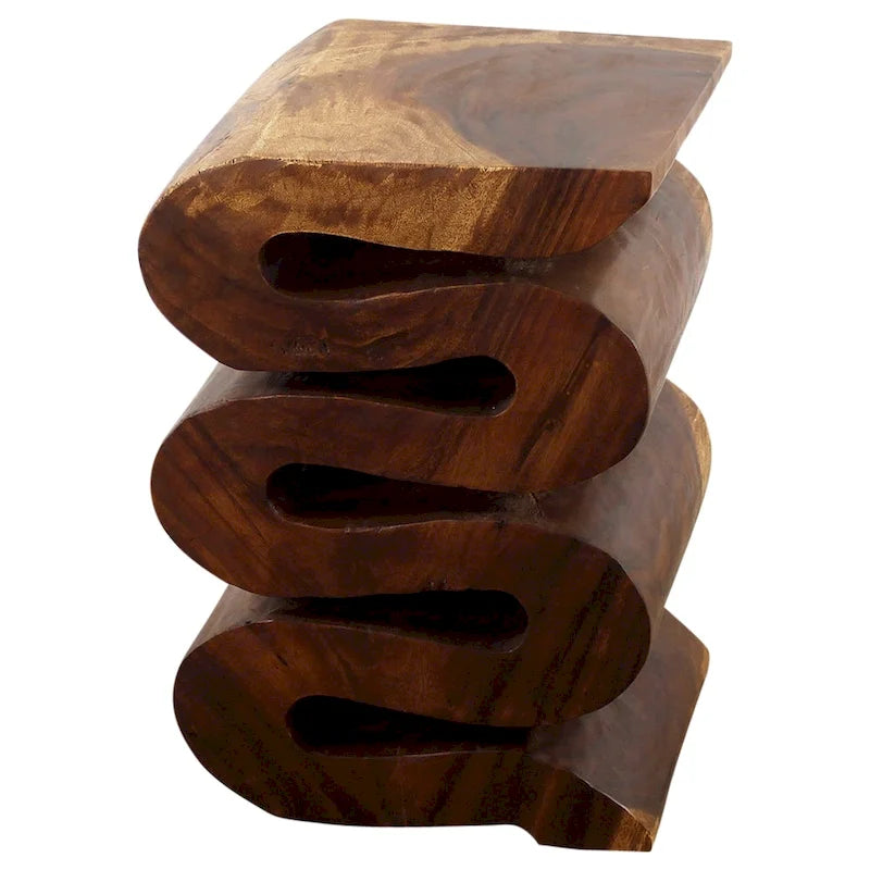 Tavolino d'appoggio Haussmann Wood Wave Verve Accent Snake 12x14x20 pollici H Olio di noce - 12 x 14 x 20