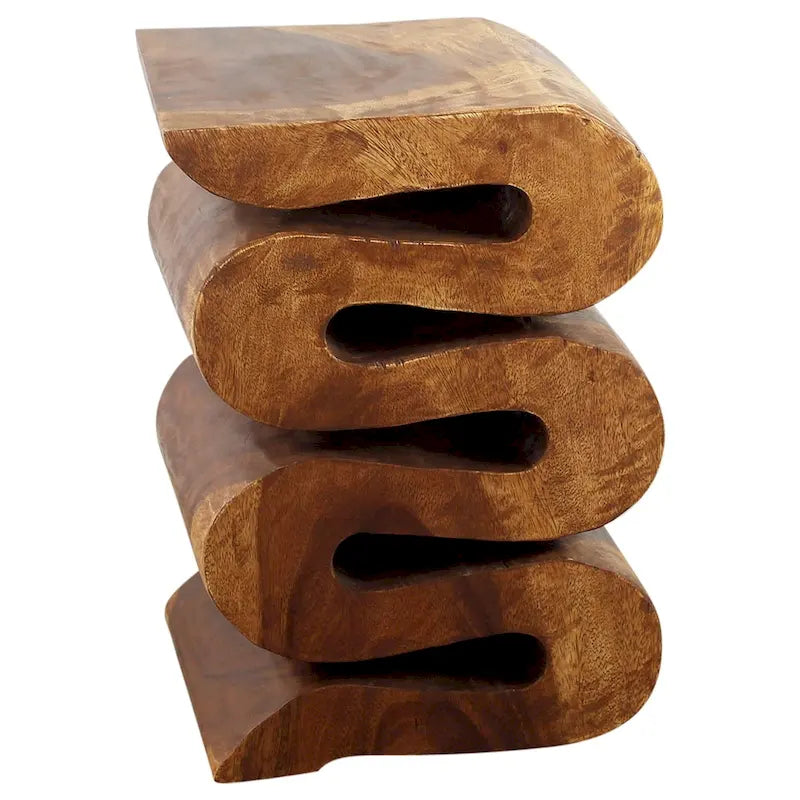 Tavolino d'appoggio Haussmann Wood Wave Verve Accent Snake 12x14x20 pollici H Olio di noce - 12 x 14 x 20