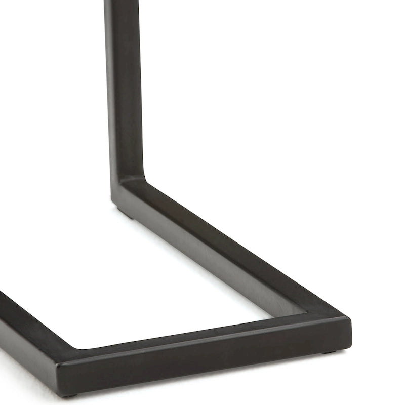Tavolino laterale a C industriale in metallo massiccio largo 45 cm, tavolino da divano, complemento d'arredo per soggiorno