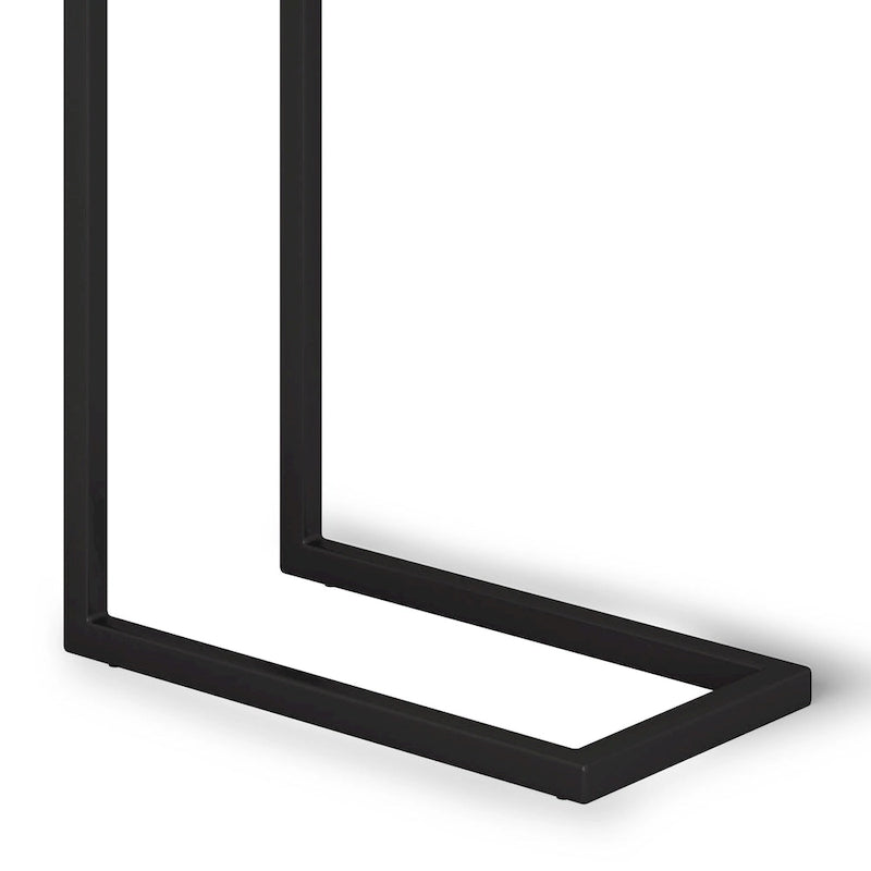 Tavolino laterale a C industriale in metallo massiccio largo 45 cm, tavolino da divano, complemento d'arredo per soggiorno