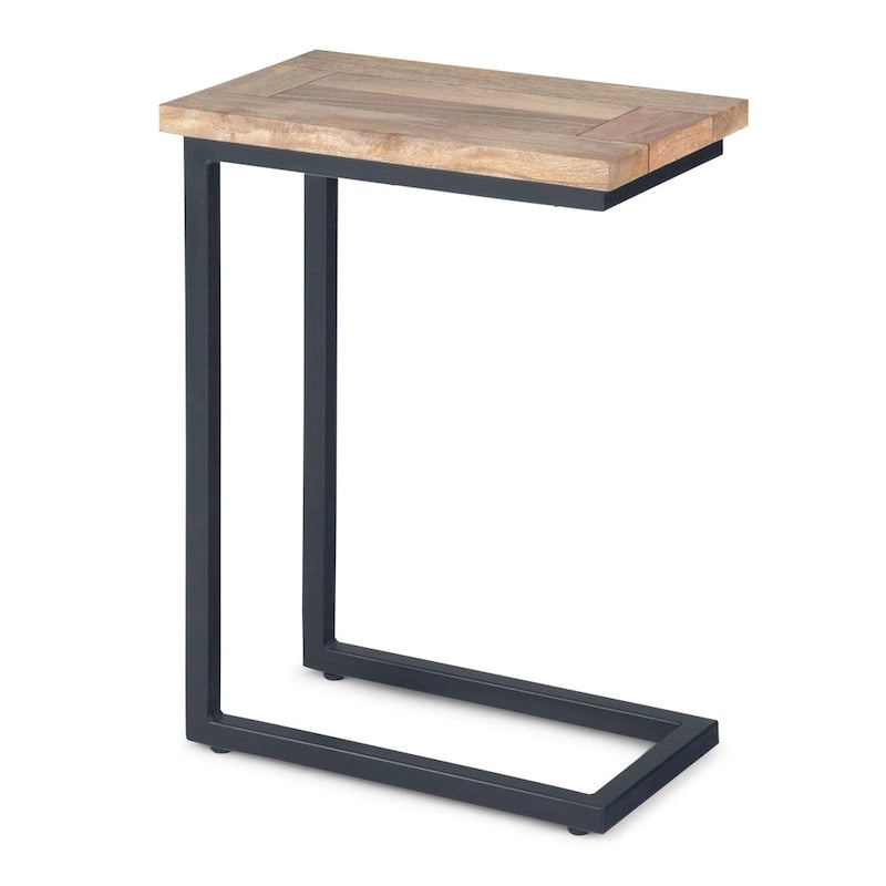 Tavolino laterale a C industriale in metallo massiccio largo 45 cm, tavolino da divano, complemento d'arredo per soggiorno