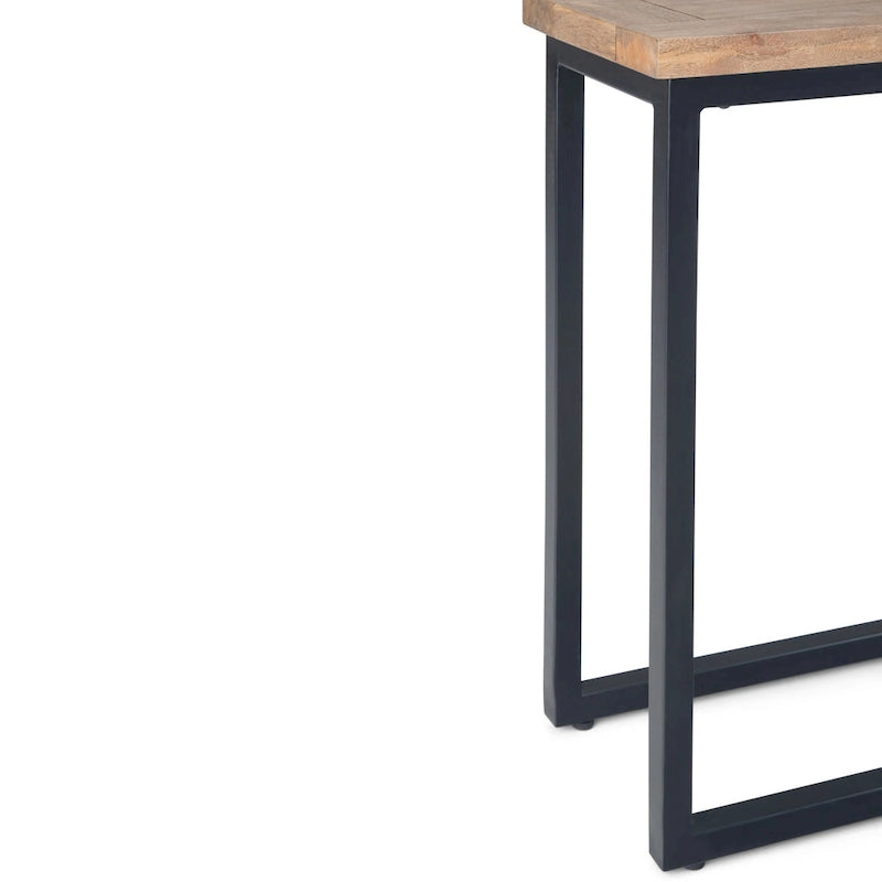 Tavolino laterale a C industriale in metallo massiccio largo 45 cm, tavolino da divano, complemento d'arredo per soggiorno