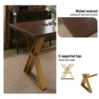 Set da pranzo da 7 pezzi in legno di noce con sedie in velluto, stile moderno, 6 posti