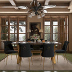 Set da pranzo da 7 pezzi in legno di noce con sedie in velluto, stile moderno, 6 posti