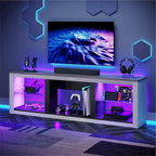 Supporto per TV LED da 70" per TV fino a 75", Ripiani in Vetro Temperato, Mobile Aperto, Luci LED RGB, 290 LBS