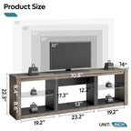 Supporto per TV LED da 70" per TV fino a 75", Ripiani in Vetro Temperato, Mobile Aperto, Luci LED RGB, 290 LBS
