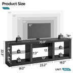 Supporto per TV LED da 70" per TV fino a 75", Ripiani in Vetro Temperato, Mobile Aperto, Luci LED RGB, 290 LBS