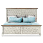 Letto a pannelli rustico, stile Overlook, struttura in legno massello, finitura marrone caldo, senza base a molle