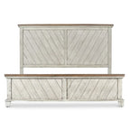 Letto a pannelli rustico, stile Overlook, struttura in legno massello, finitura marrone caldo, senza base a molle