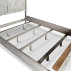 Letto a pannelli rustico, stile Overlook, struttura in legno massello, finitura marrone caldo, senza base a molle