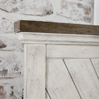 Letto a pannelli rustico, stile Overlook, struttura in legno massello, finitura marrone caldo, senza base a molle