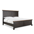 Letto a pannelli rustico, stile Overlook, struttura in legno massello, finitura marrone caldo, senza base a molle