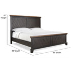 Letto a pannelli rustico, stile Overlook, struttura in legno massello, finitura marrone caldo, senza base a molle