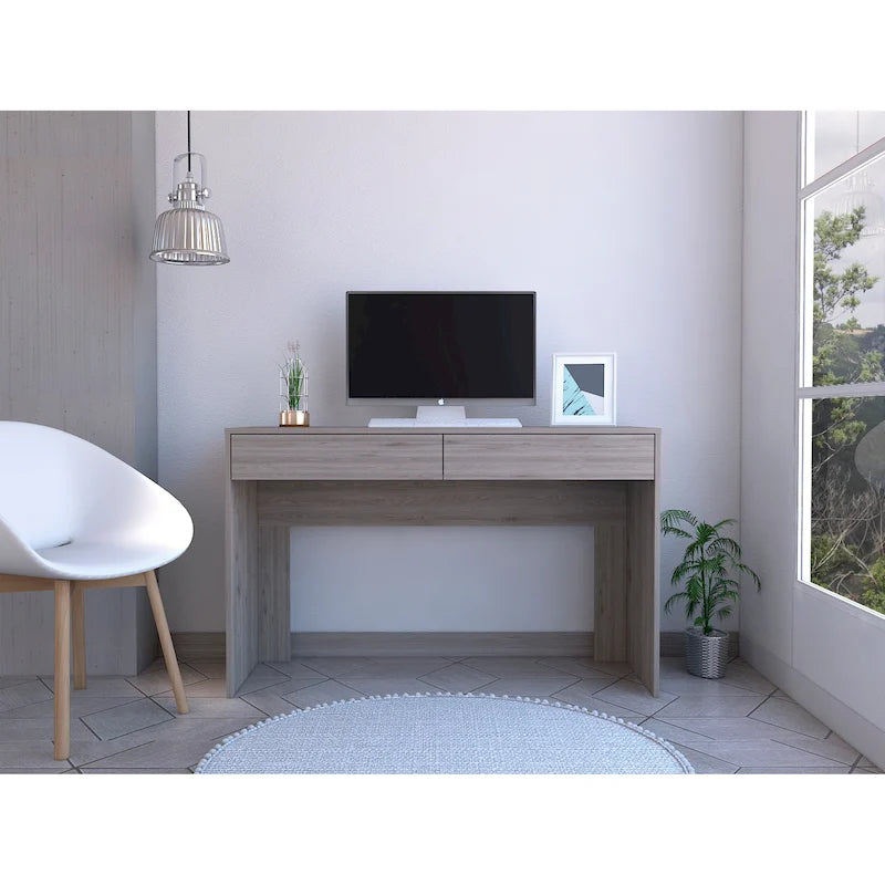 Scrivania per Computer con 2 Cassetti Senza Maniglie, Stile Tampa, Scrivania da Scrittura per Ufficio Domestico