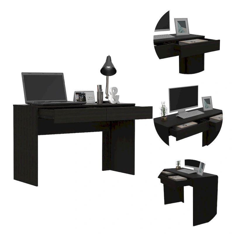 Scrivania per Computer con 2 Cassetti Senza Maniglie, Stile Tampa, Scrivania da Scrittura per Ufficio Domestico