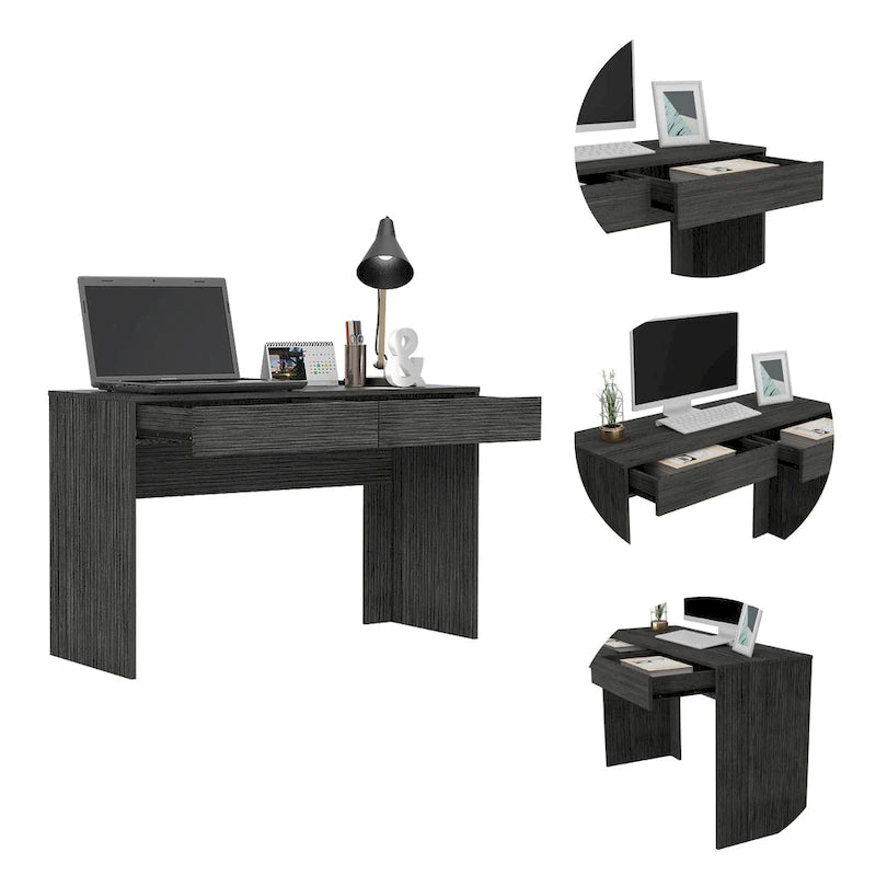Scrivania per Computer con 2 Cassetti Senza Maniglie, Stile Tampa, Scrivania da Scrittura per Ufficio Domestico
