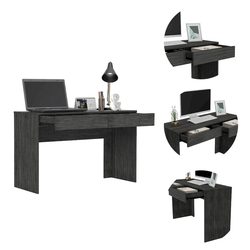 Scrivania per Computer con 2 Cassetti Senza Maniglie, Stile Tampa, Scrivania da Scrittura per Ufficio Domestico